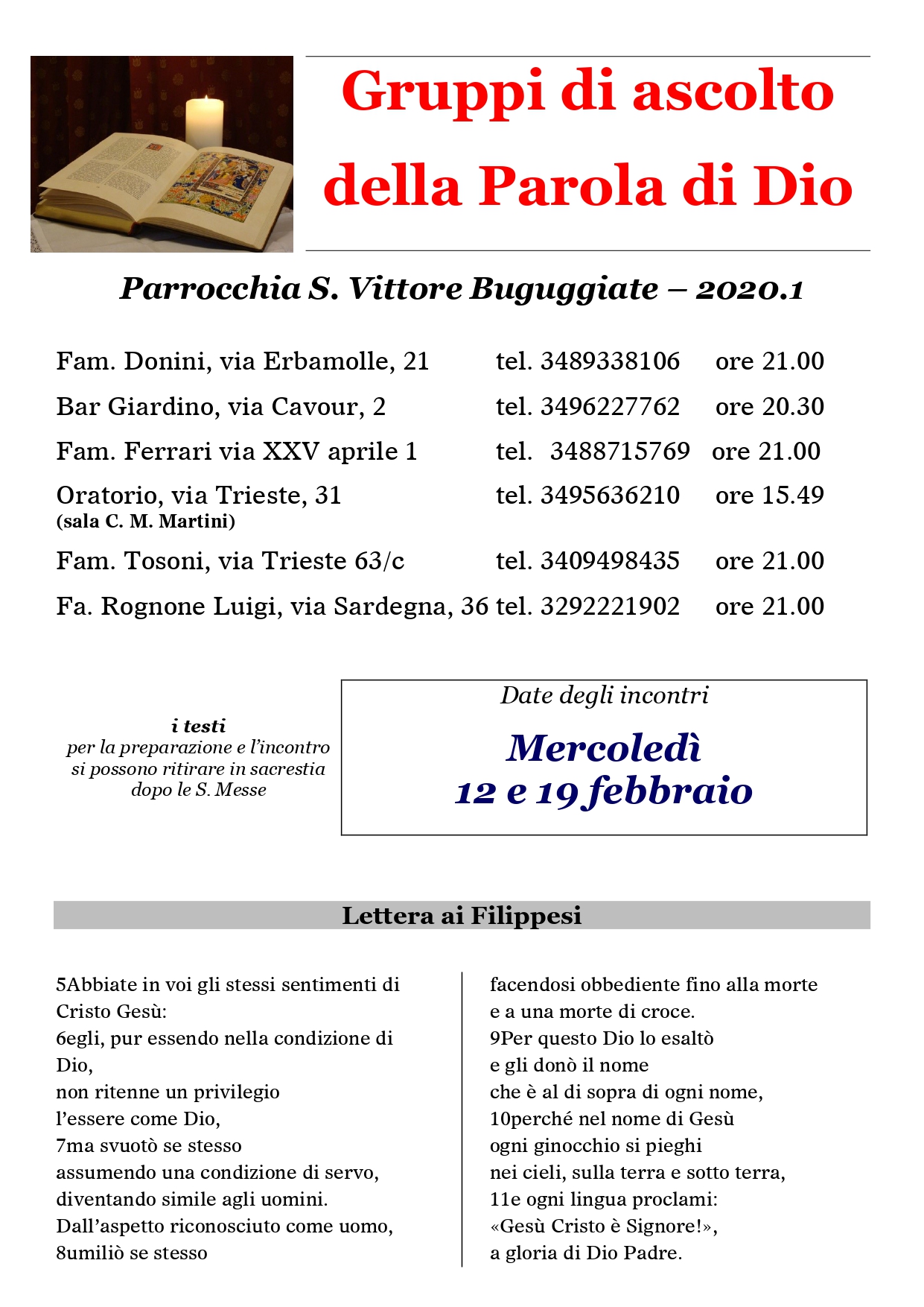 Gruppi Di Ascolto Per Persone Sole Gruppi di ascolto della Parola di Dio - Comunità Pastorale Maria, Madre